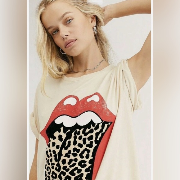 Daydreamer For Free People Rolling Stone Leopard Print T-shirt Top Size Small - Picture 2 of 8